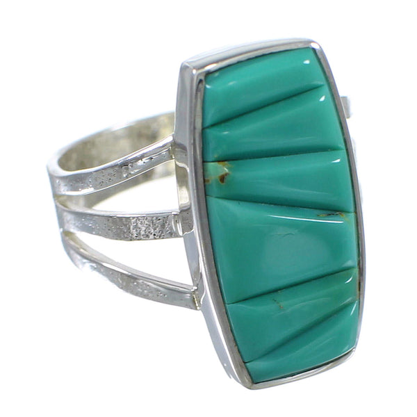 Southwest Turquoise And Genuine Sterling Silver Ring Size 8-1/2 VX57301